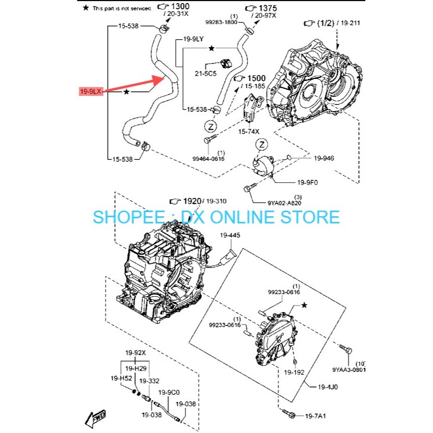 ท่อ - AUTO COOLER (1PC) = MAZDA CX9 TC MODEL (2018>) FZ33-19-9LX FZ35-19-9LY
