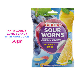 Sour Worms Gummy Candy With Fruit Juice 60gm