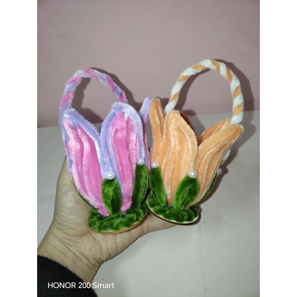 งานแต่งงานงานเลี้ยงวันเกิด Doorgift Sourviner Candy รูปทรงดอกไม้ Fuzzy Wire กระเป๋าทํามือ