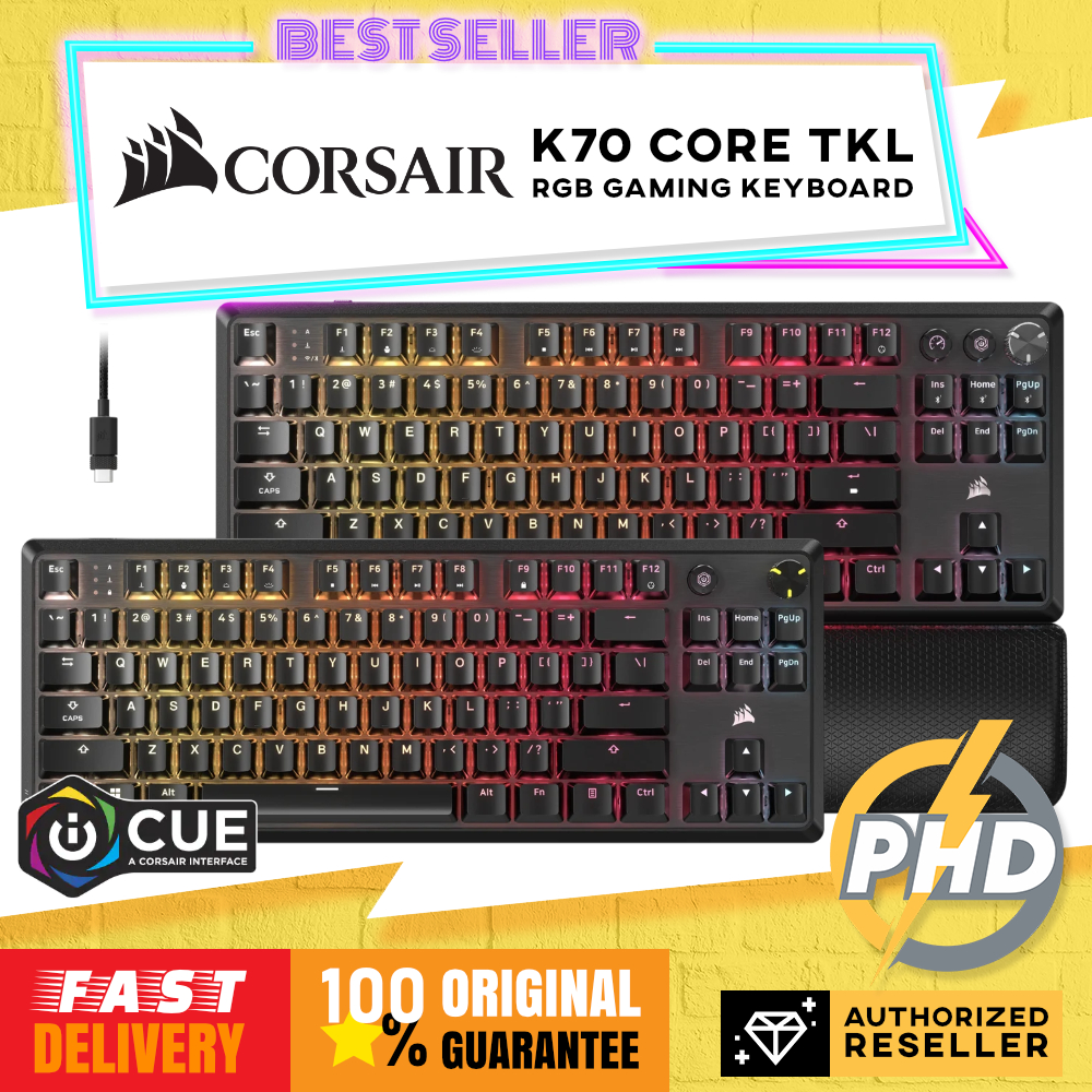 Corsair K70 CORE TKL RGB คีย์บอร์ดเกมมิ่งแบบกลไก (WIRED/ WIRELESS)