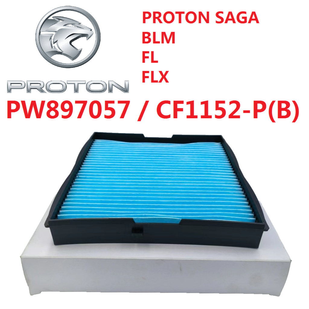 Proton Saga BLM / FL / FLX Aircond ไส้กรองอากาศห้องโดยสารสีน้ําเงินพร้อมตัวยึด PW897057-B CF1152-P(B