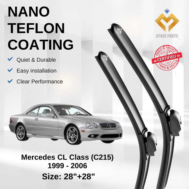Mercedes C215 Premium Japan Tech ใบปัดน้ําฝนรถยนต์ 28+28 Streak-Free ทนทาน ติดตั้งง่าย + ฟรีผ้า Micr