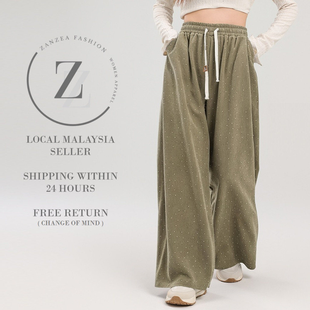 ZANZEA กางเกงลําลองผู้หญิง Sophie Corduroy Straight Cut Cotton Women Buggy Pants Seluar Perempuan [P