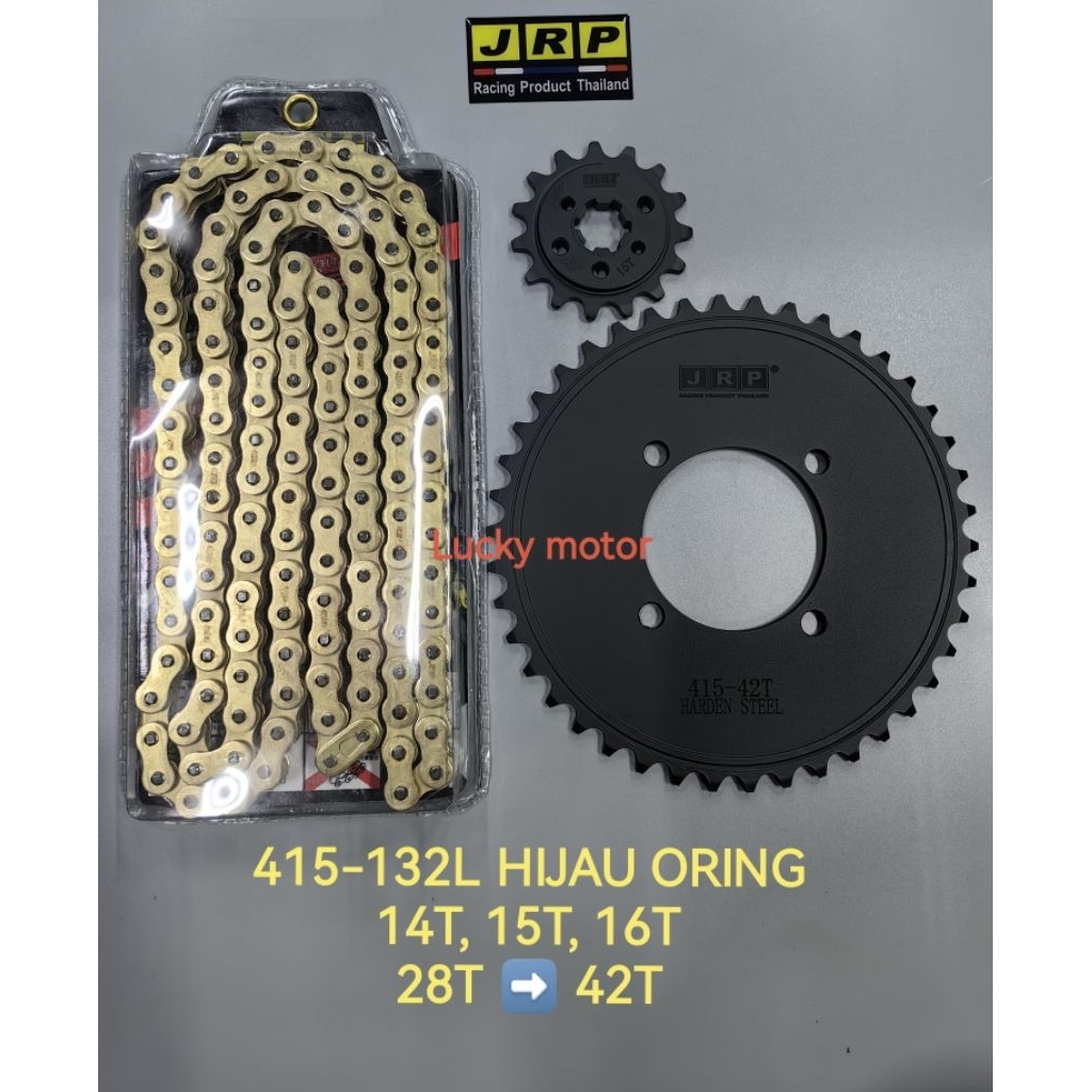 JRP Rantai GOLD Oring 415HO-132L *GREEN ORING* ชุดสเตอร์เหล็กสีดํา Y125Z RXZ Y110 LC135V1-V8 SRL110