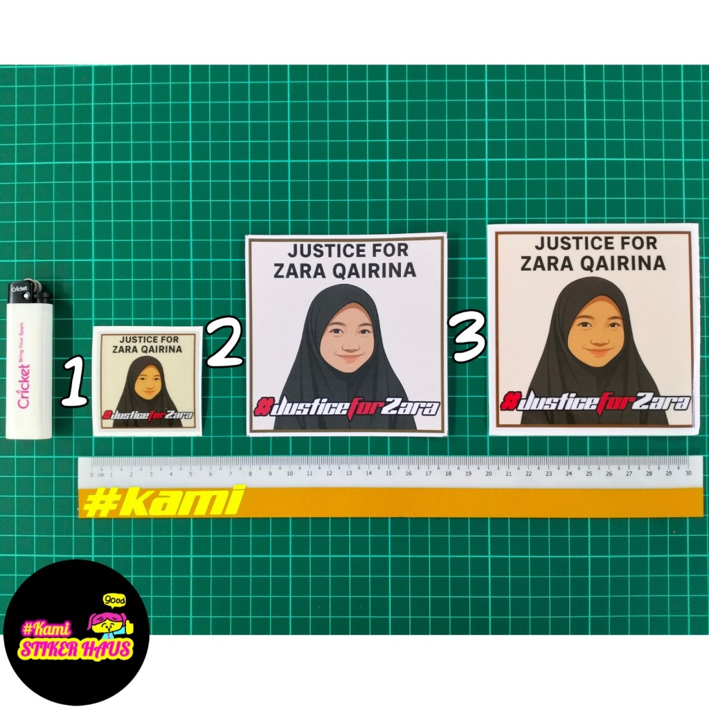 Justice For Zara Qairina สติกเกอร์ (5 ซม.และ 10 ซม.) การพิมพ์ลามิเนตกันน้ําออกแบบ justiceforzara Sti