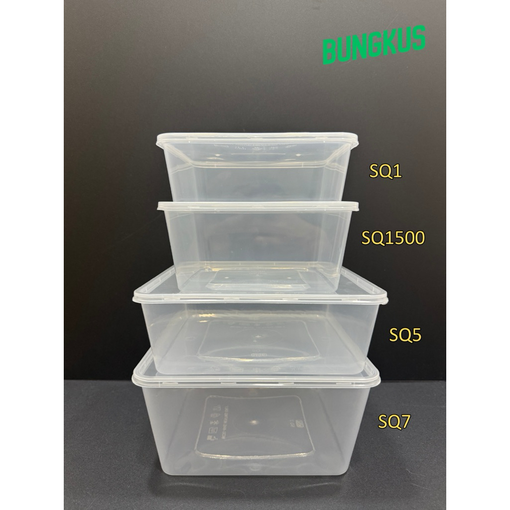 MSE SQ1 SQ1500 SQ5 SQ7 Square Container กล่องอาหารพลาสติกแบบใช้แล้วทิ้ง Takeaway พลาสติกพลาสติก Bung