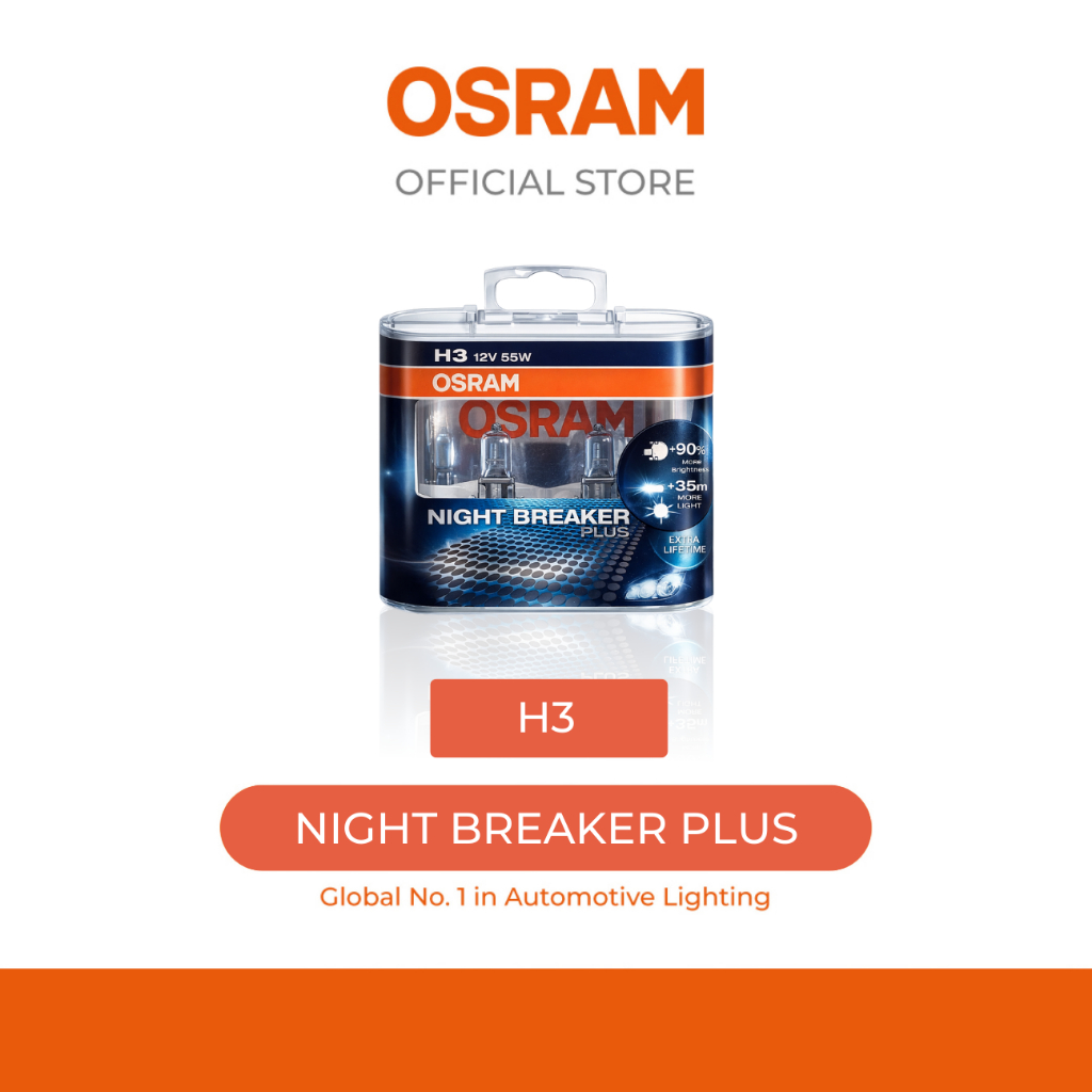[EXCLUSIVE CLEARANCE] OSRAM Night Breaker Plus H3 3700K 55W (12V) 1 ชุด