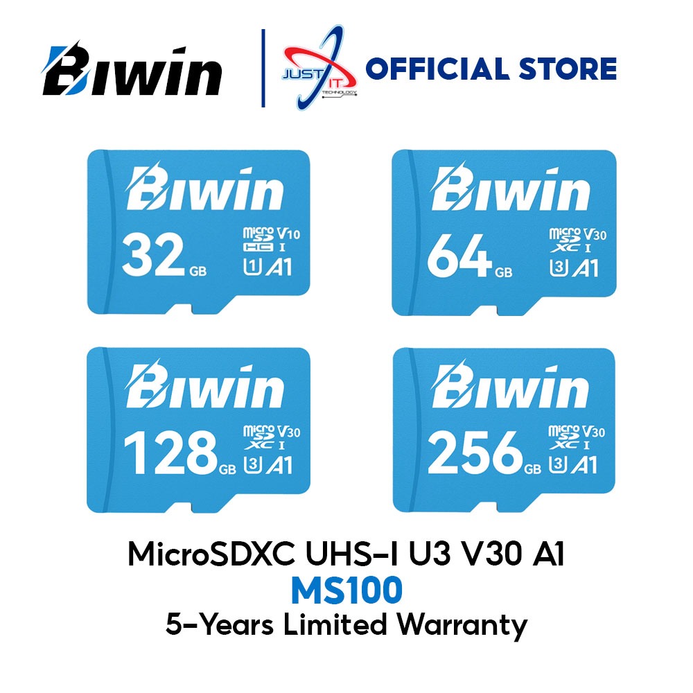 BIWIN MS100 128GB MICRO SDXC U3 V30 A1 MICRO SD CARD - 32GB / 64GB / 128GB