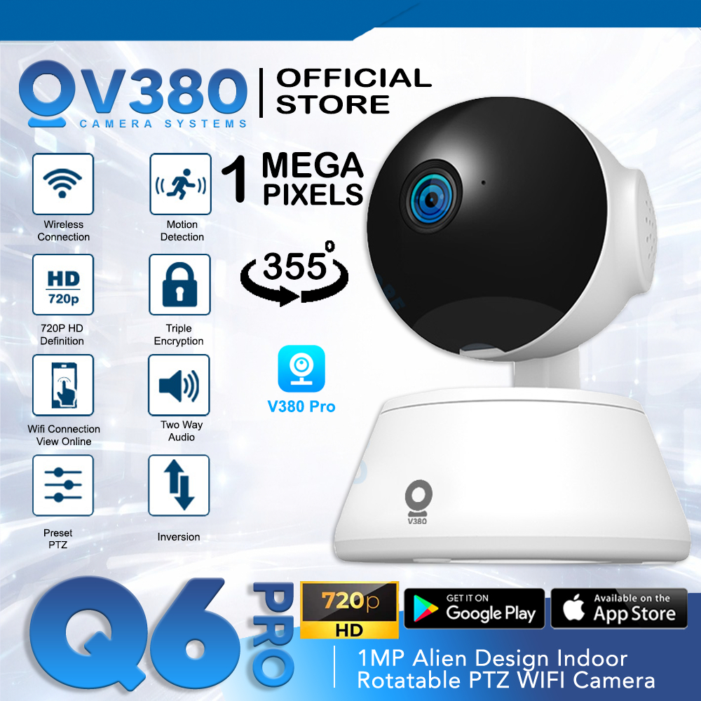 กล้องวงจรปิด V380 Q6Pro 1MP Alien Design กล้อง IP PTZ WIFI หมุนได้ในร่ม