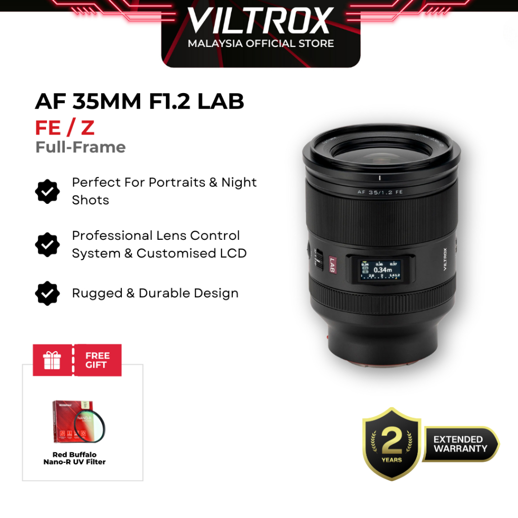 VILTROX AF 35 มม.F1.2 LAB FE/Z Full-Frame Autofocus เลนส์สําหรับ SONY E-Mount NIKON กล้อง Z-Mount