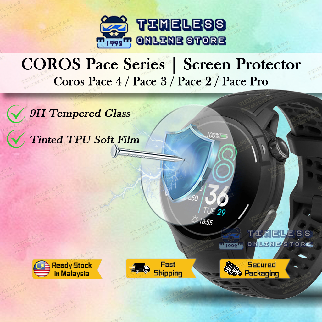 🇲🇾 COROS Pace 4 / 3 / 2, ฟิล์มกันรอยหน้าจอ Pace Pro, กระจกนิรภัย 9H & Tinted TPU (ฟิล์มนุ่ม) (Pace4,
