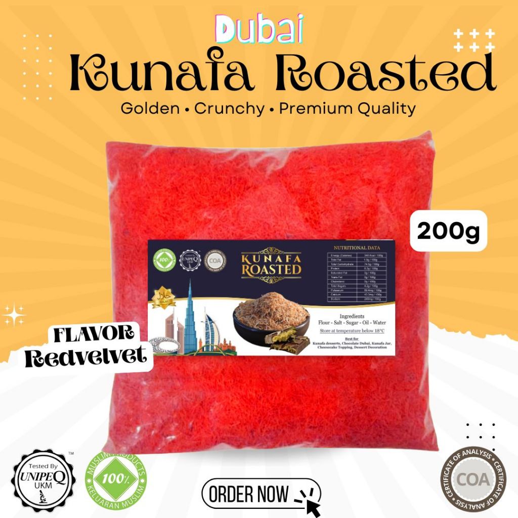 Kunafa Red Velvet Kataifi คั่ว 200g สําหรับช็อกโกแลตและพิสตาชิโอ