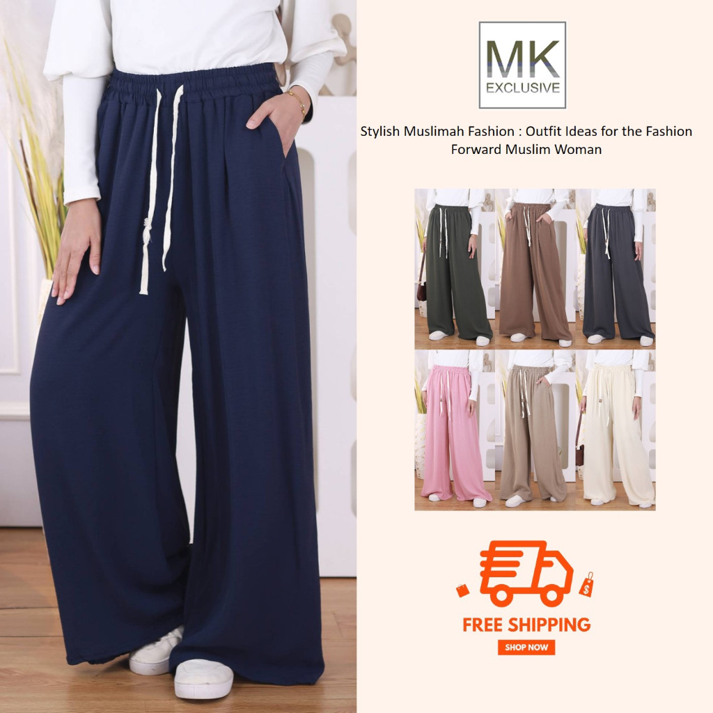 MK EXCLUSIVE Muslimah Pants Zeera Wide Legs Loose Palazo Women Pants Seluar Perempuan Palazo [P21/55