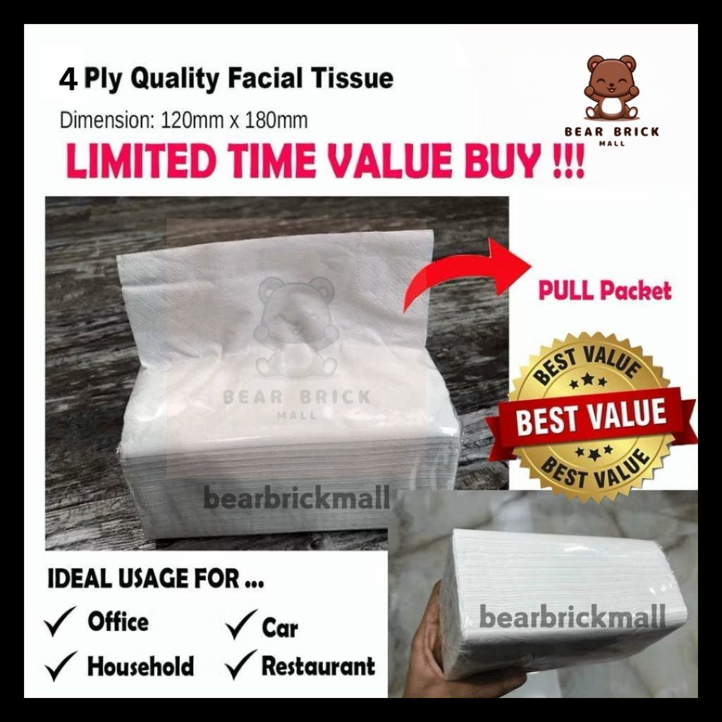 4 PLY BAMBOO SOFT FACIAL TISSUE /FACIAL TISSUE / QUALITY FACIAL TISSUE PAPER WIPES PACK / SERVIETTE 