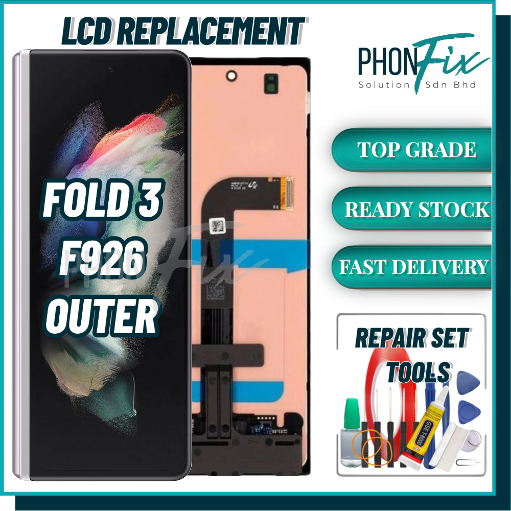 PhonFix OUTER เปลี่ยน LCD สําหรับ Samsung Z FOLD 3 F926 AMOLED– มือสอง (ทดสอบ)