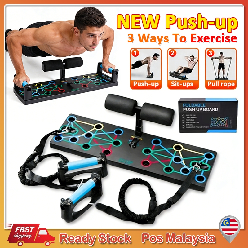 ใหม่ 12 in 1 Push Up Board System การออกกําลังกายฟิตเนสแบบพับได้ Push-up Bracket Board สําหรับผู้ชาย