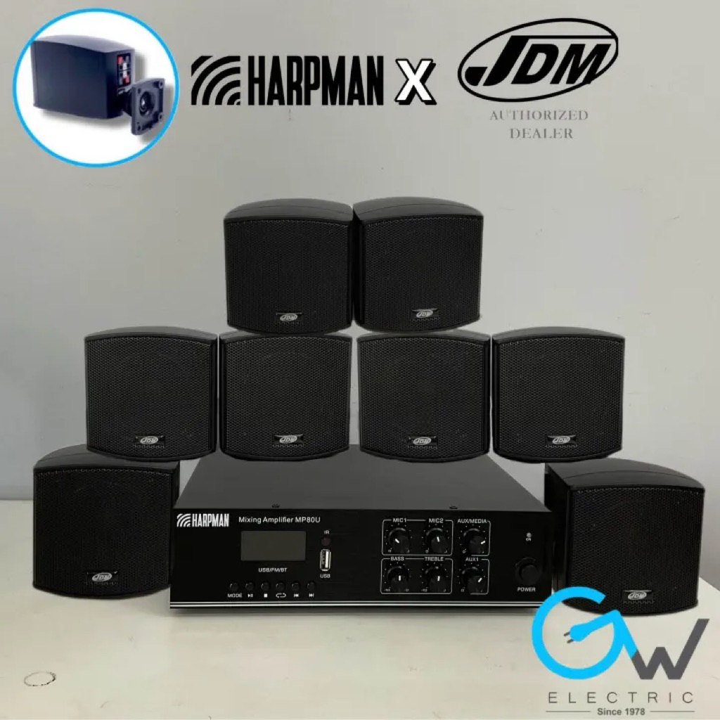 Dynamax D30/Harpman 80W MP80U เครื่องขยายเสียงสาธารณะ + 2/4/6/8 หน่วย JDM FS202T 2.5′ แพคเกจลําโพงผน
