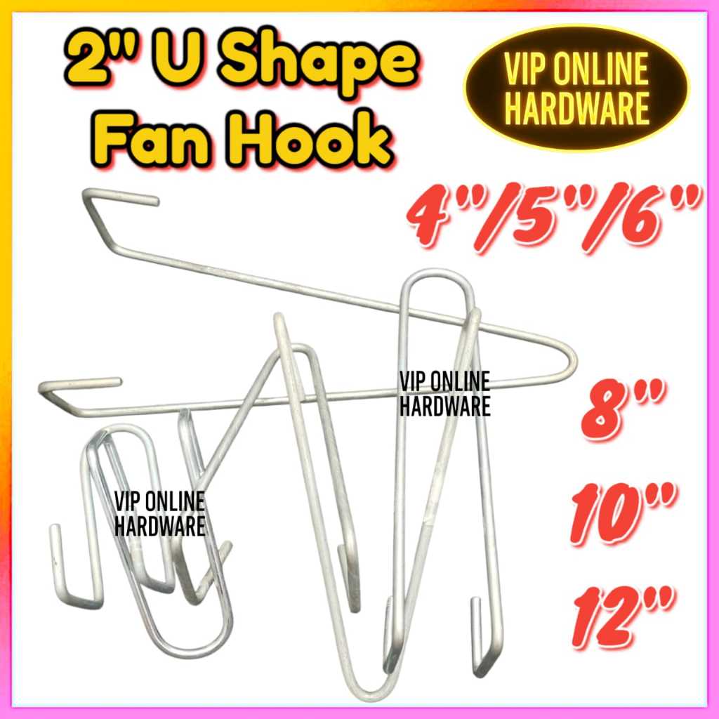 U SHAPE FAN HOOK MILD STEEL U SHAPE FAN HOOK MULTIPURPOSE CEILING HOOK 2"