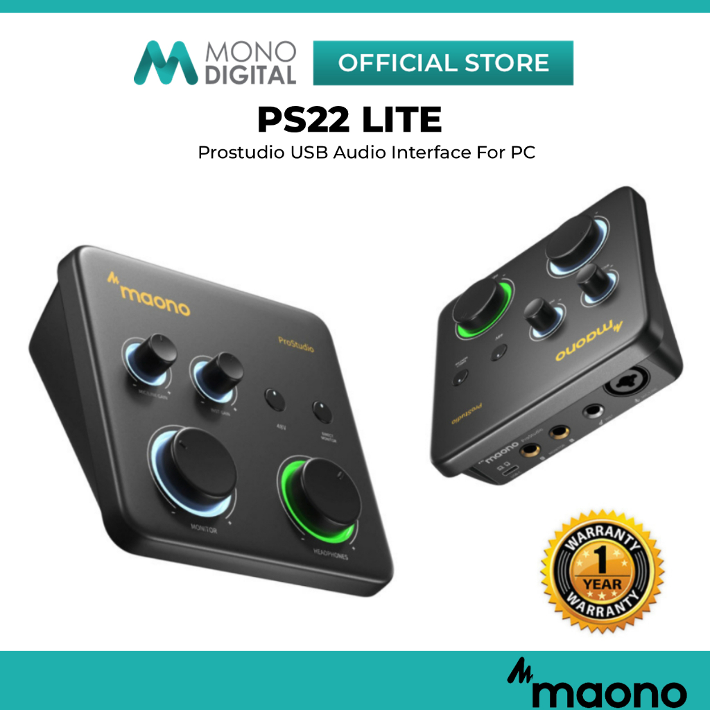 MAONO PS22 Lite อินเทอร์เฟซเสียง USB การ์ดเสียง 24 บิต/192kHz สําหรับกีตาร์บันทึกเสียงสตูดิโอ Podcas