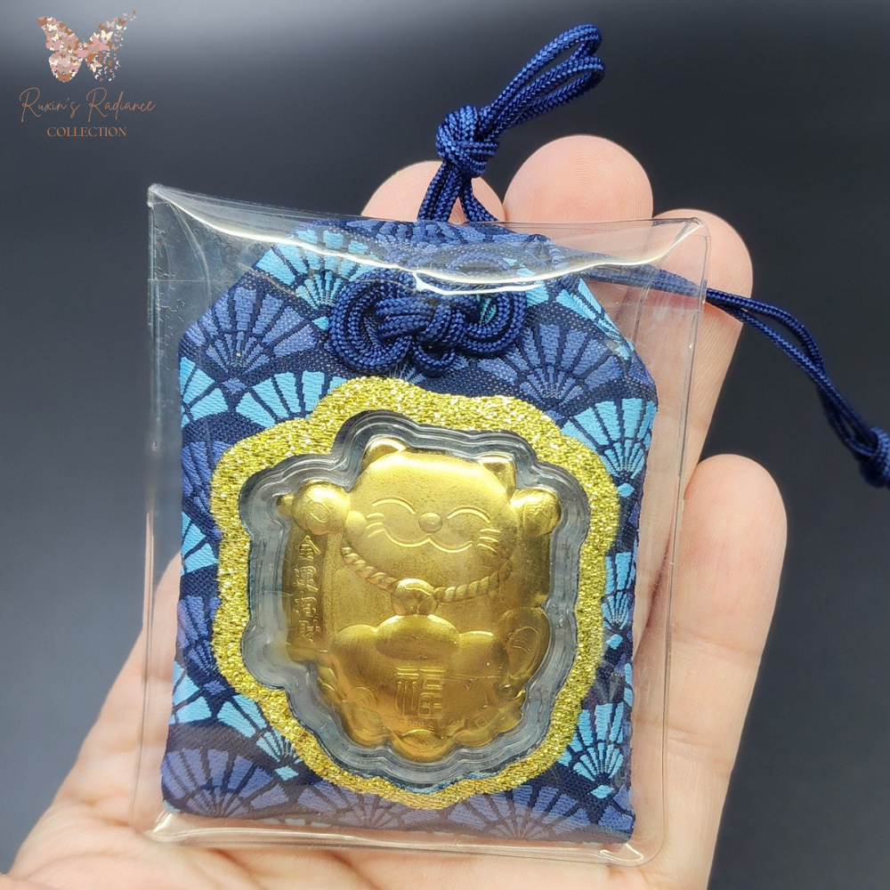 黄金999金财美美猫福袋|999 ทองฟอยล์ โชคดี แมว โอมาโมริ เสน่ห์|999 Emas Foil Gantungan Lucky Cat Pembawa Tuah