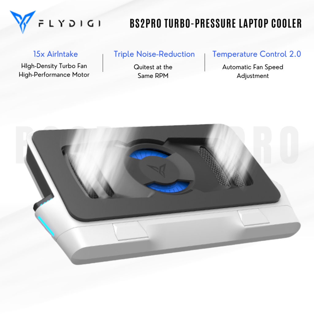 Flydigi BS2 Pro พัดลมระบายความร้อนแล็ปท็อป Wind-Pressure Closed-Loop Turbo-Fan Triple ลดเสียงรบกวน