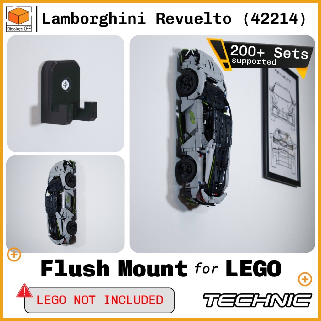 Flush Wall Mount สําหรับ Lego Technic Lamborghini Revuelto (42214)
