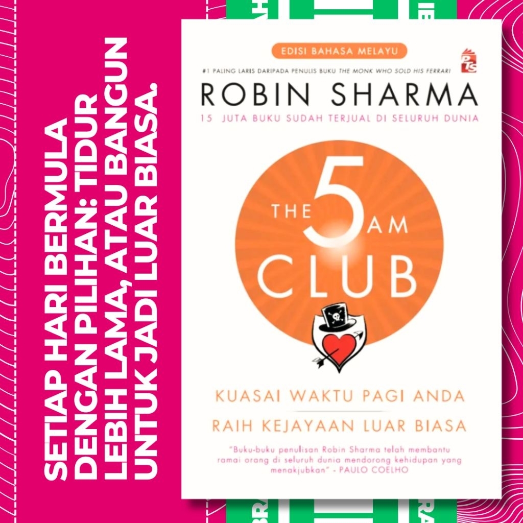 THE 5 AM CLUB (Malay Edition) หนังสือสร้างแรงบันดาลใจที่สร้างแรงบันดาลใจในตัวเองในธุรกิจ Bagnes