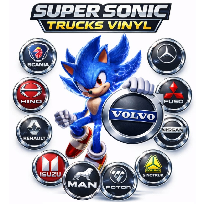 สติ๊กเกอร์ CARTOON SUPER SONIC UNTUK SCANIA VOLVO ACTROS HINO FOTON NISSAN MAN RENAULT ISUZU FUSO HI
