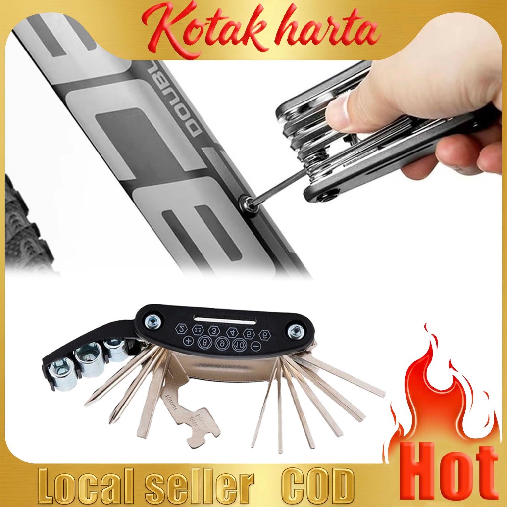 Bicycle Tools/16 in 1 Repair Tool/Multi Function Folding Tool/Cycling Tool/Folding Tire Repair Kit/C