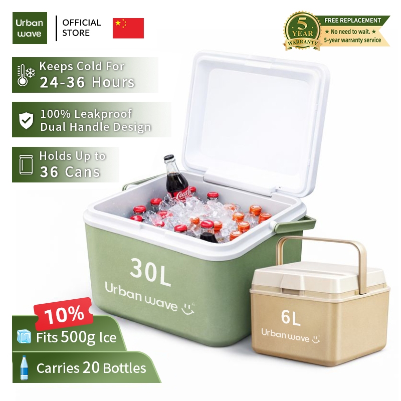 Urban wave 6L 16L 30L Ice Box Camping Small Cooler Box Food & Drinking Fishing Heavy duty Storage Po
