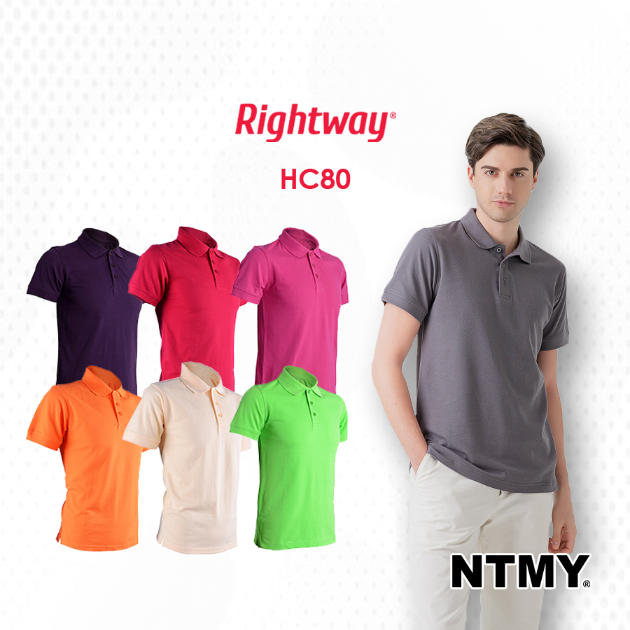 [CLEARANCE] NTMY Rightway Honeycomb Basic Unisex Signature Casual Cotton Plain Polo Tee เสื้อยืดคอปก