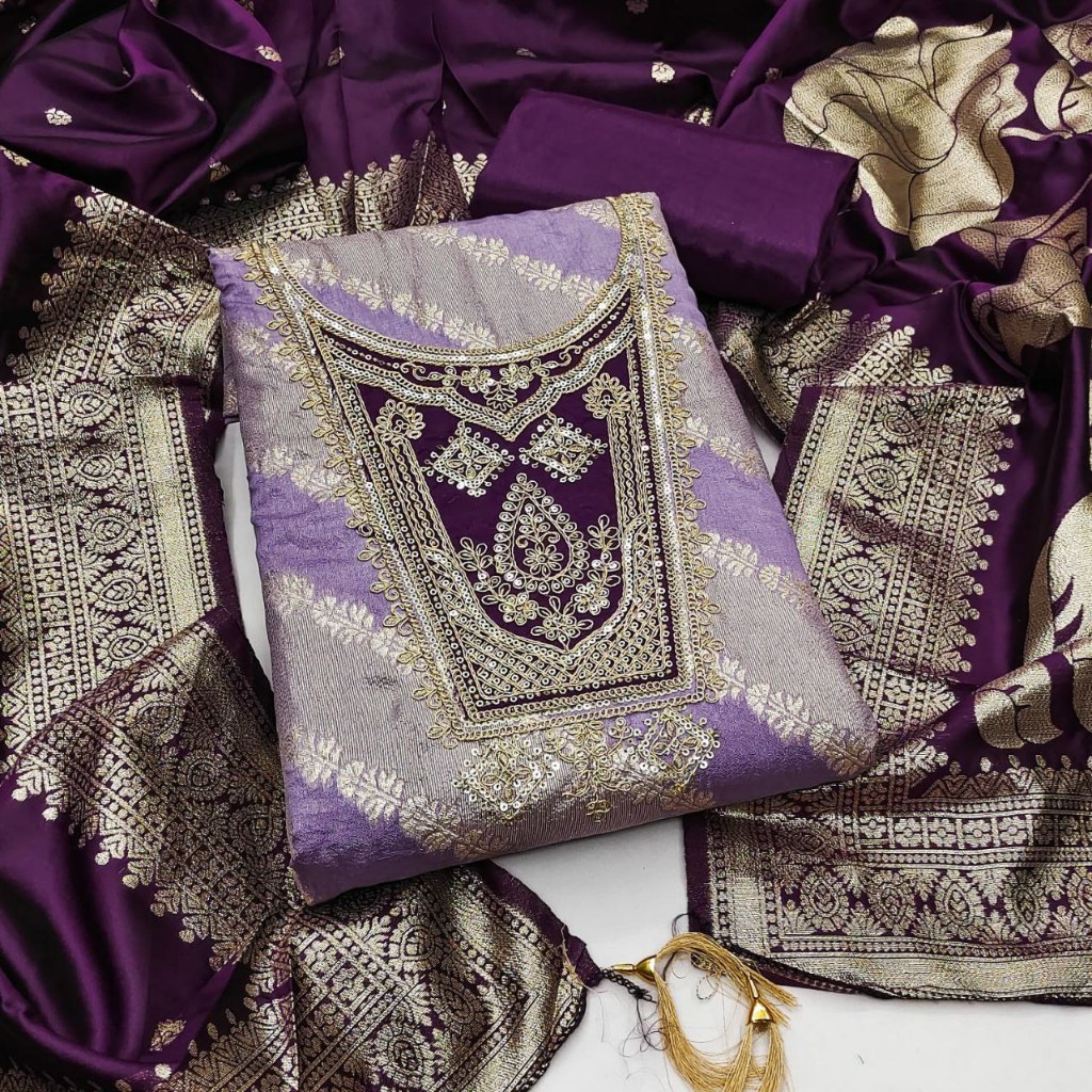 วัสดุสูท Punjabi ที่เย็บด้วยมือพร้อมงานลําดับชุด Kain Jahit Punjabi