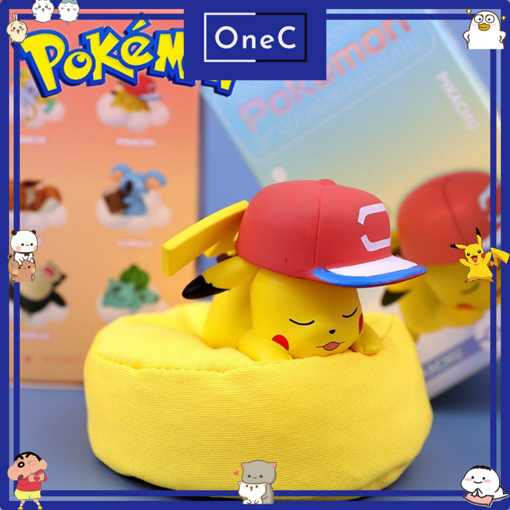 [Pokemon] Sleeping Blind Box Pikachu Eevee Snorlax Figurine น่ารัก Dashboard เครื่องประดับรุ่นของเล่