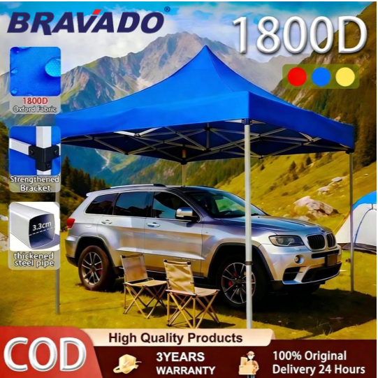 BRAVADO/GAMA 10x10 Ft KHEMAH CANOPY CAMPING TENT Night Market พับ Canopy ชุด Tangka Besi Pasar Malam