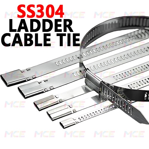 SS304 สแตนเลสสตีลบันไดสายผูก Heavy Duty โลหะ Zip Tie 4.5 มม. 7 มม. 10 มม.