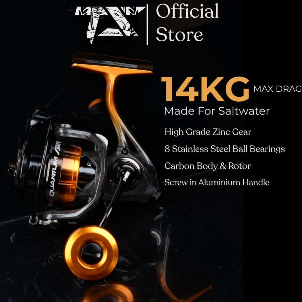 Team Seahawk Quantum Air Carbon Body & Rotor | สกรูในอลูมิเนียมจับรอกตกปลาปั่นน้ําเค็ม