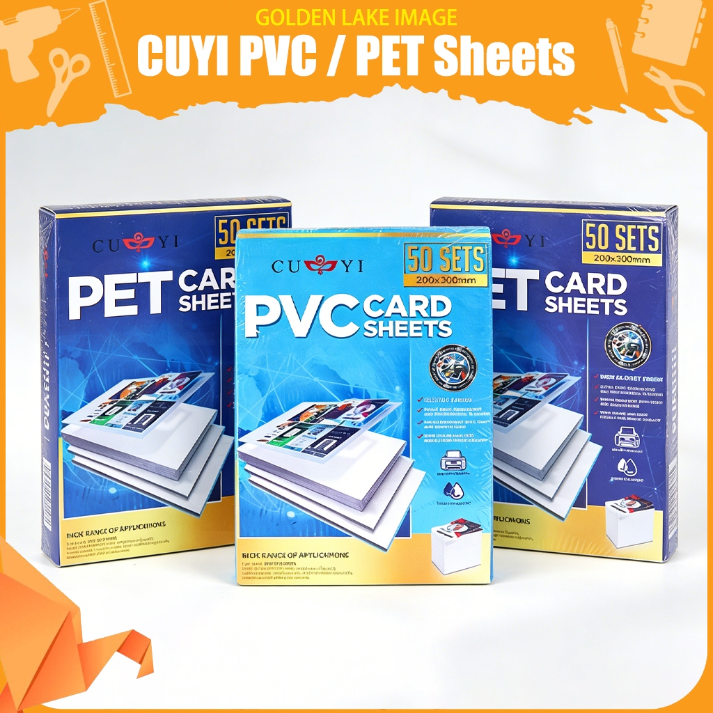 CUYI แผ่น PVC / แผ่น PET A4 ขนาดสําหรับการพิมพ์ ID, ทําการ์ดโทร (50 ชุด)