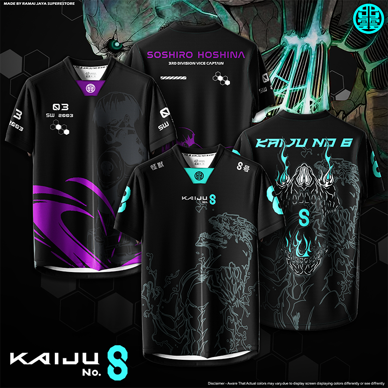 ไคจู เบอร์ 8 แฟนอะนิเมะออกแบบ NFL เสื้อยืดคอปก Baju Unisex ขนาด S-2XL