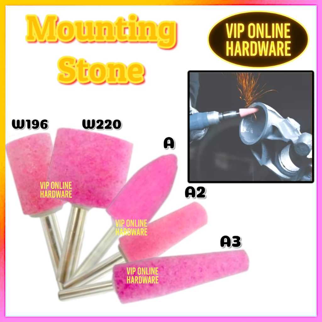 6mm MOUNTED POINT MOUNTED WHEEL GRINDING STONE W SHAPE STONE BURR MATA BATU POLISH 65-MWA01- 65-MWKA