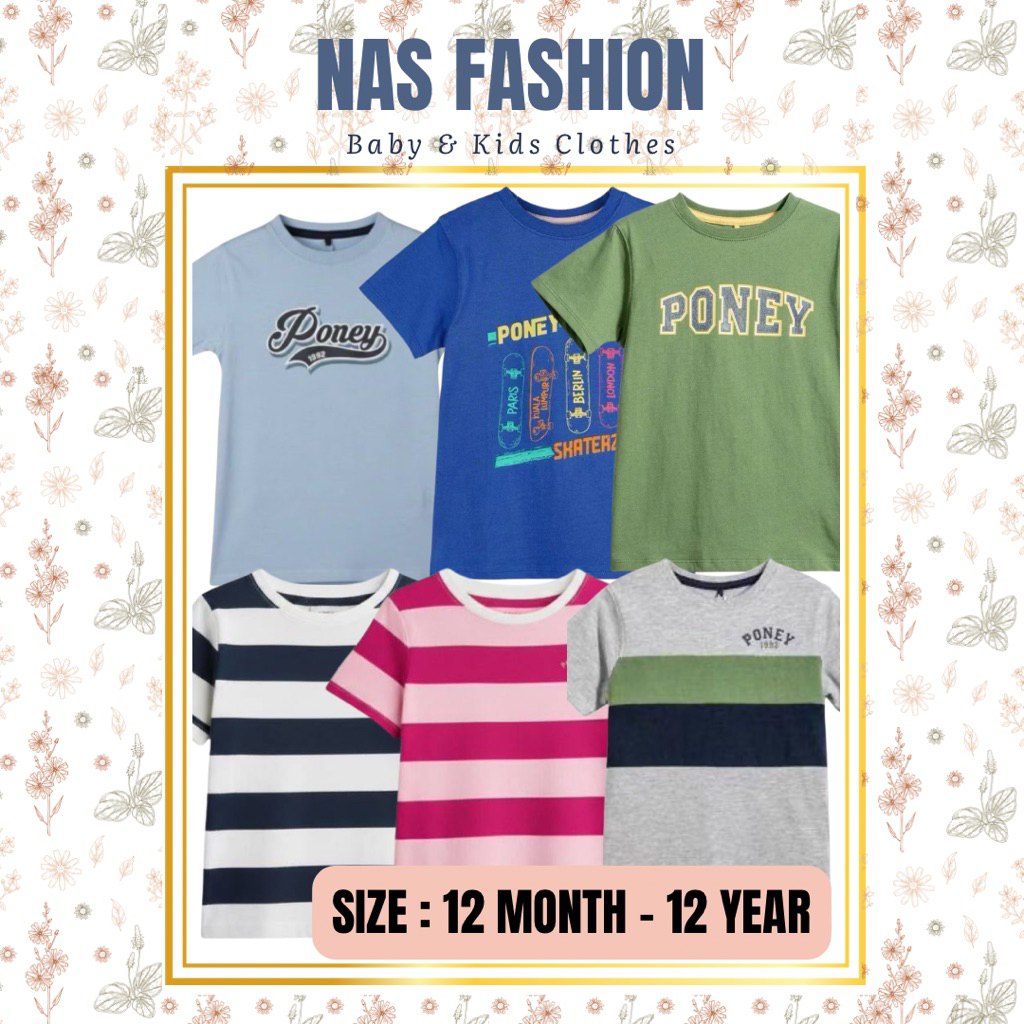 เสื้อยืด poney boy baby and kids 6-12 เดือน - แบรนด์ที่ได้รับแรงบันดาลใจจาก 12 ปี (ขึ้นไป 1 ไซส์)