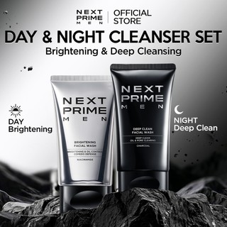 Next Prime Men Day&Night face wash set - Brightening+Deep Clean 2PCS / cleanser/ Facial Wash/ pencuci muka / nextprime