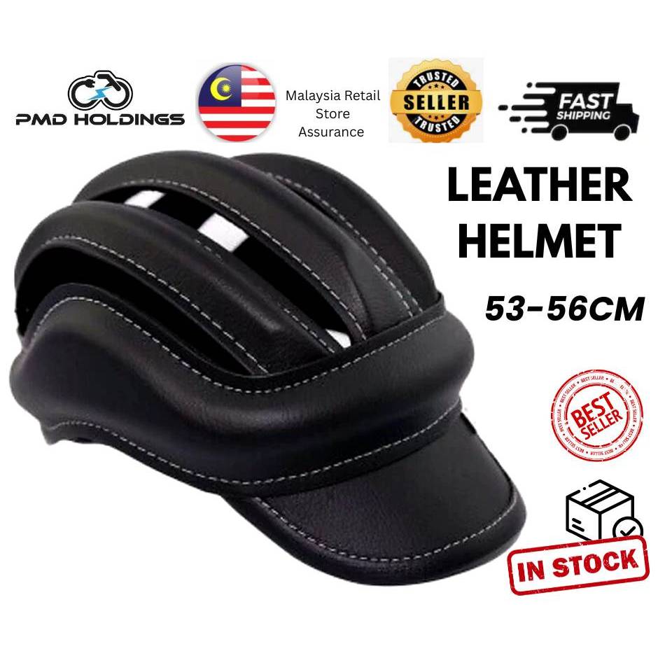 น้ําหนักเบาทนทานหนังหมวกกันน็อคขี่จักรยาน 53-56 ซม. Topi Keledar Basikal Kulit กองทัพหนังสําหรับเปลี่ยนหัว