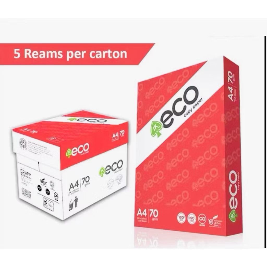 5 รีม One Box IK Eco Copier A4 Paper/Kertas A4 70gsm 500 แผ่น (กล่องละ 5 รีม)