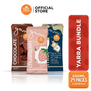 Yarra by Farm Fresh UHT Milk (Chocolate + Full Cream + Strawberry) 200ml x 24 Packs each
