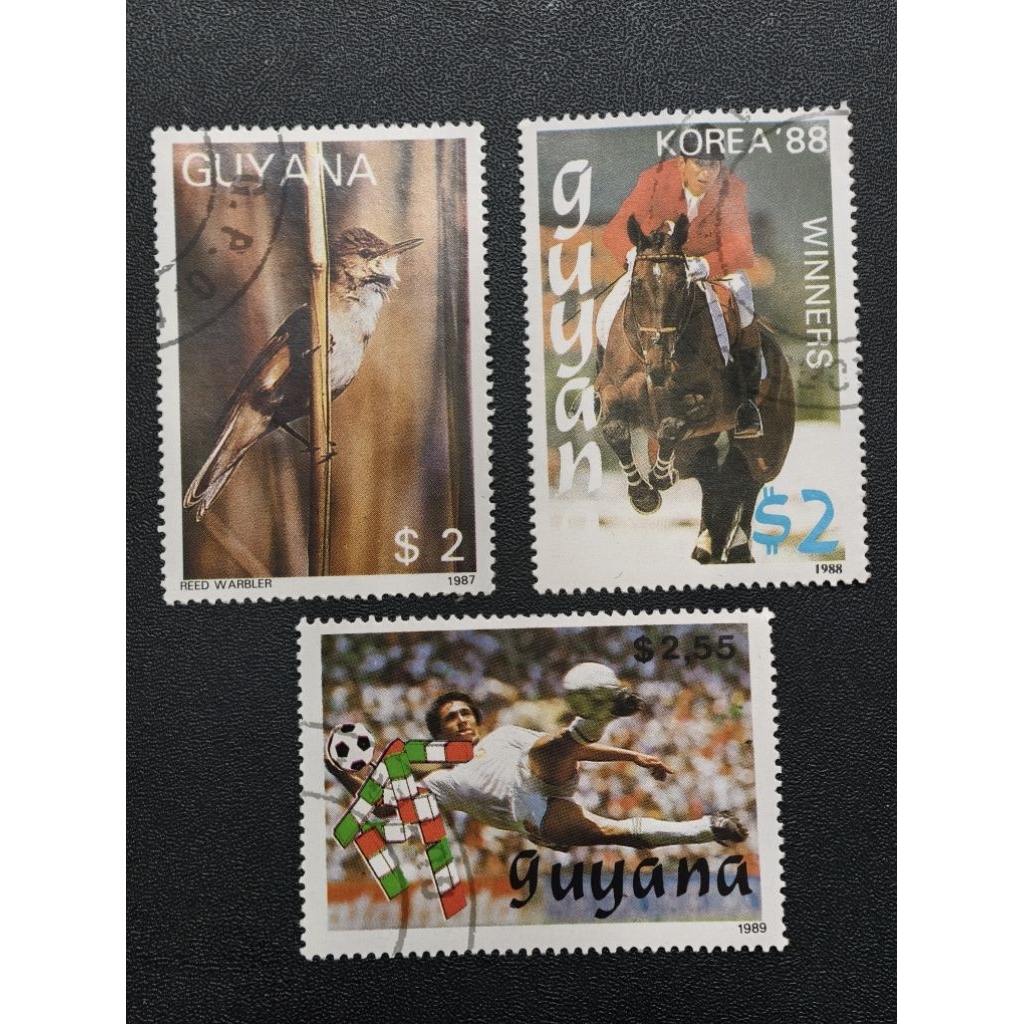 AL039 แสตมป์ Guyana ผสมยกเลิก 3 แบบต่างๆ