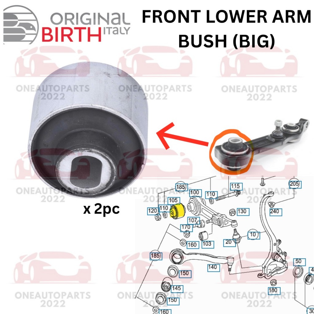 BIRTH ITALY FRONT LOWER ARM BUSH (ใน,ใหญ่) (2pc) MERCEDES BENZ W211 CLS C219 SL R230 SL R231