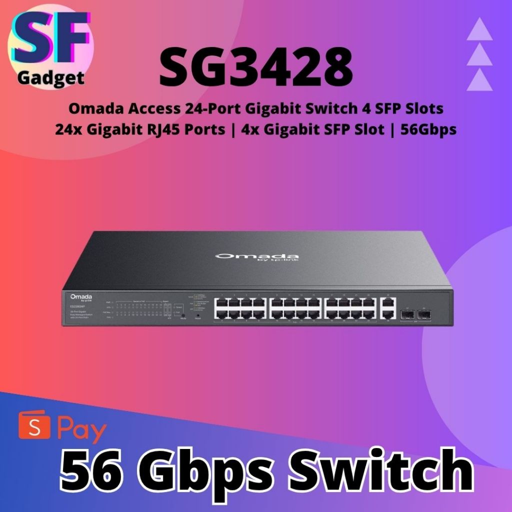 TP-LINK SG3428 Omada Access 24-Port Gigabit Switch 4 SFP Slots 24x Gigabit RJ45 Ports | สล็อต 4x Gig