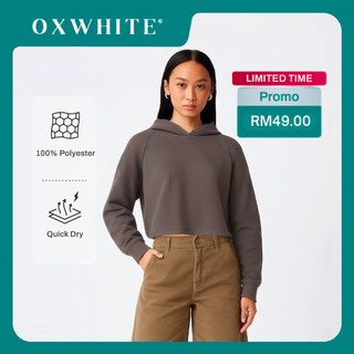Oxwhite Women Long Sleeve Cropped Hoodie Pullover