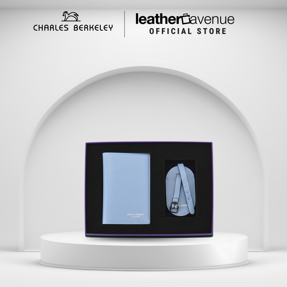 Charles Berkeley Set Leather Bag Tag & Passport Cover Passport Holder Leather Travel Accessories PL-
