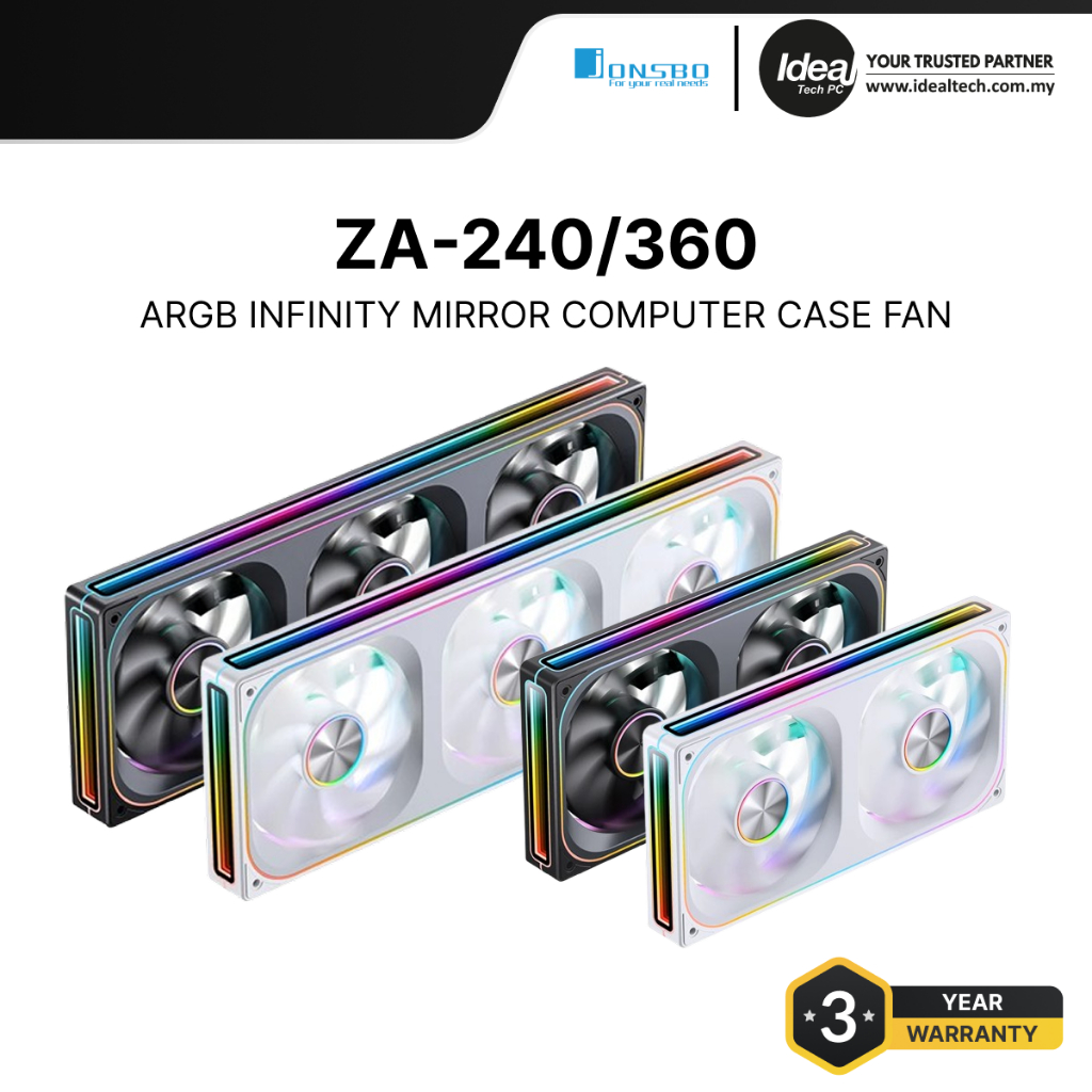 JONSBO ZA-240/360 BLACK / WHITE 28MM INFINITY MIRROR ARGB CASE FAN